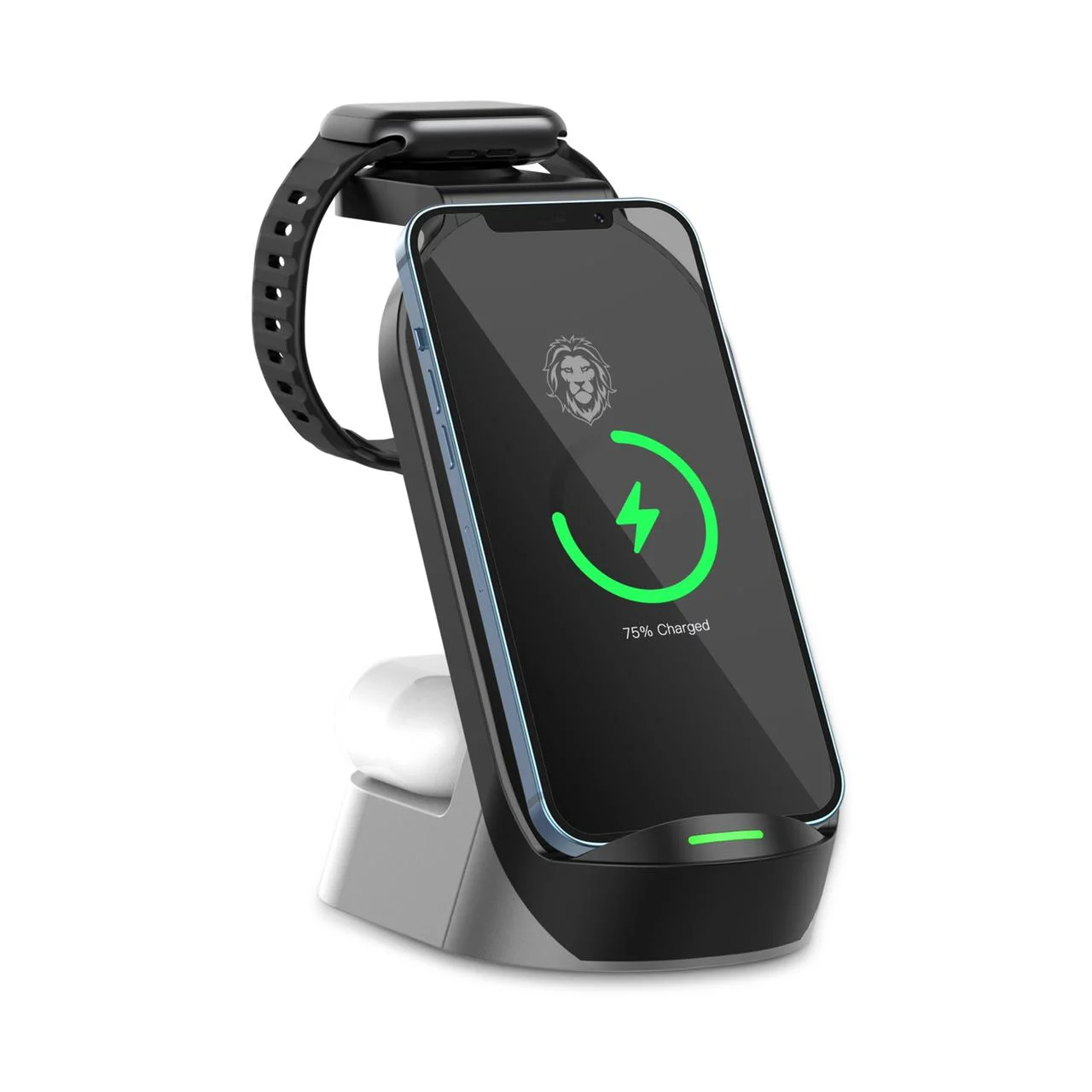 شارژر وایرلس سریع گوشی و اپل واچ و ایرپاد گرین Green 4 in 1 Fast Wireless Charger 15W