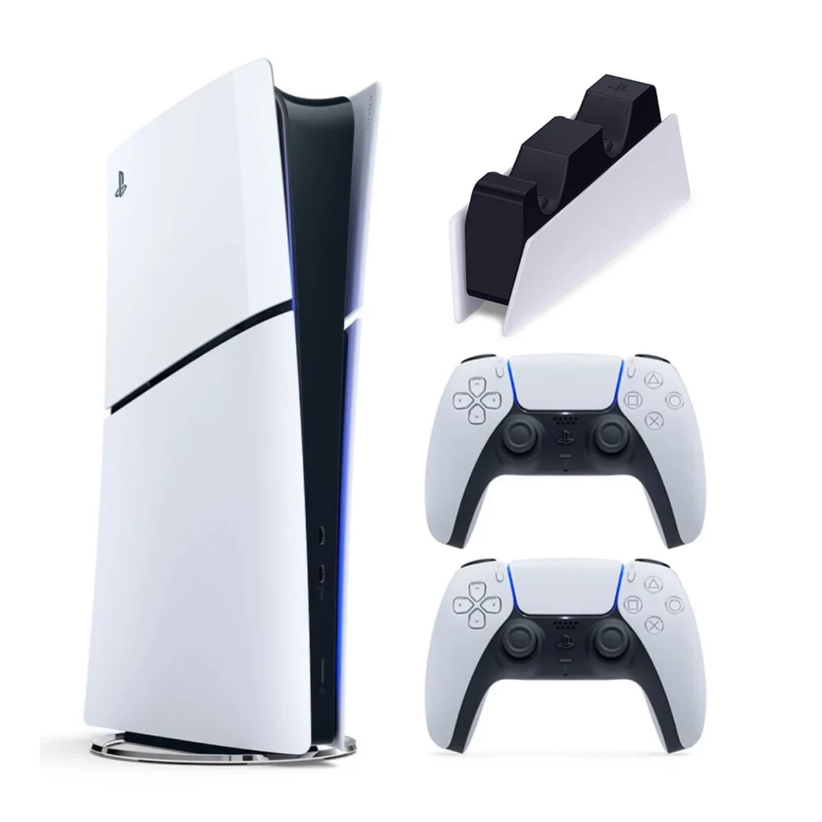 PlayStation 5 Slim Standard Edition with White DualSense Controller and DualSense Charging Station - Region Europe