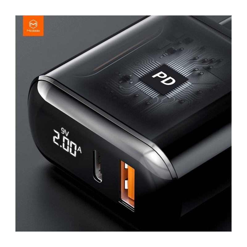شارژر دیواری فست شارژ به همراه کابل لایتنینگ Mcdodo CH-7231 Charge Travel Charger Set 20W