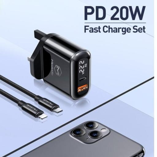 شارژر دیواری فست شارژ به همراه کابل لایتنینگ Mcdodo CH-7231 Charge Travel Charger Set 20W