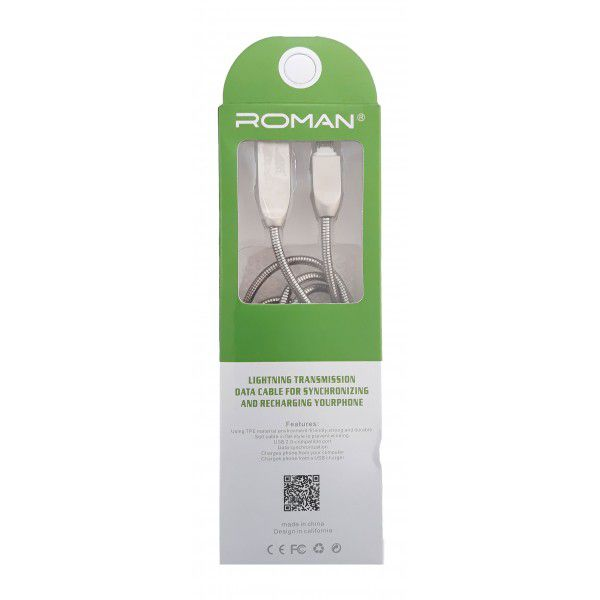 کابل شارژ اندروید 1 متری ROMAN مدل IRON