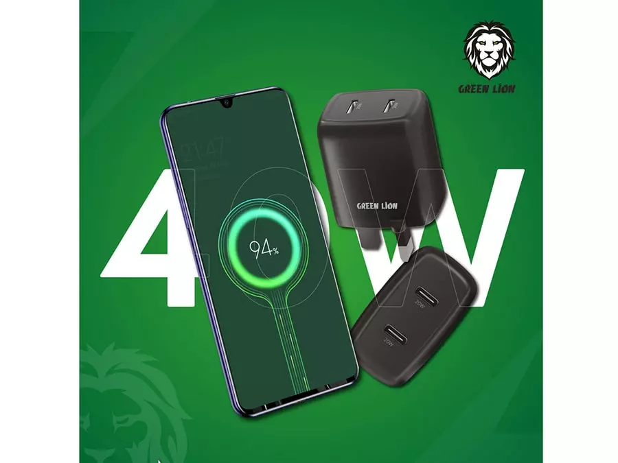 آداپتور تایپ سی ۴۰ وات دو پورت گرین Green Dual Port USB-C Wall Charger 40W